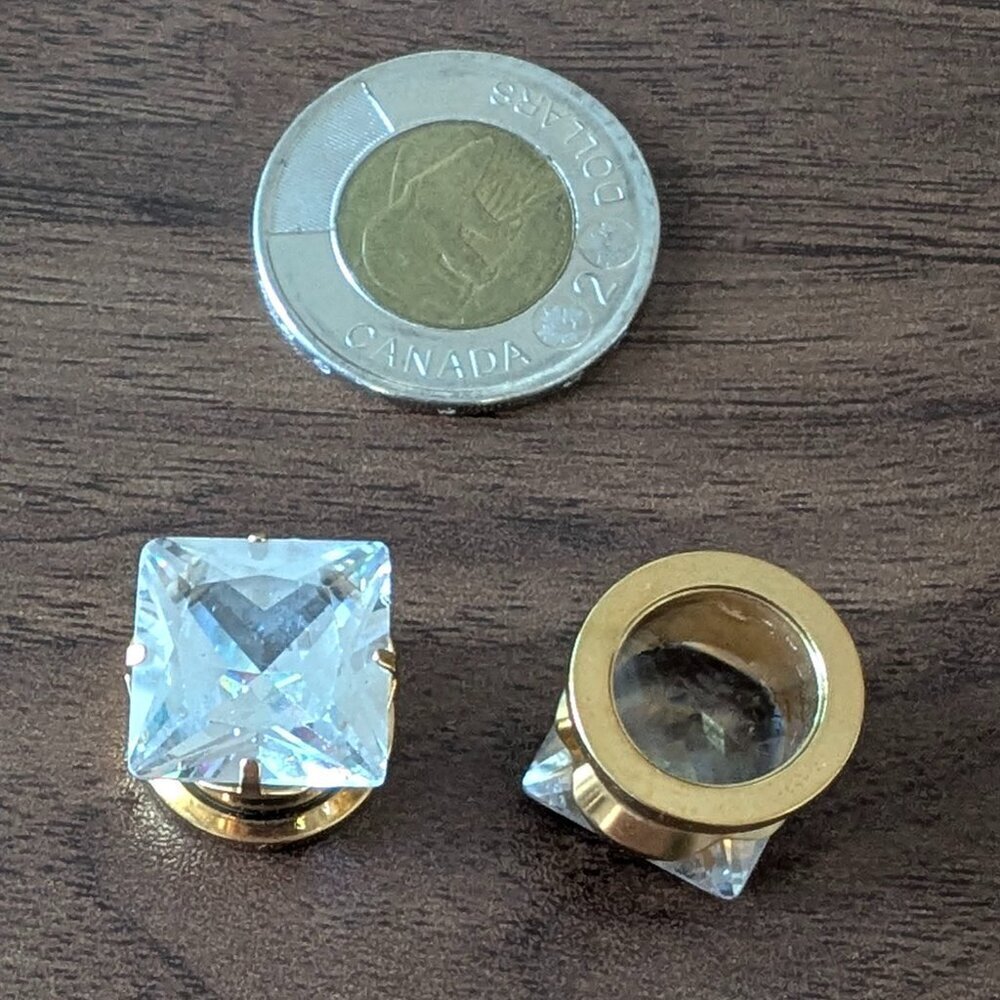 Stainless Steel ½” Plugs with Large Square “Diamond” Front and Screw Back